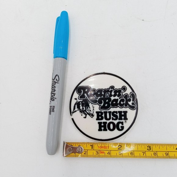 Bush Hog Pinback Button Roarin Back Vintage Advertising Promo Razorback Mower - Picture 2 of 5